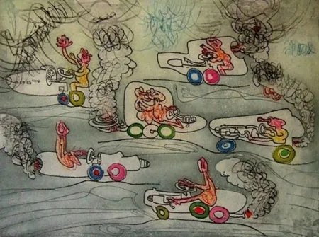 Ets En Aquatint Matta - Les oh Tomobiles, suite complète