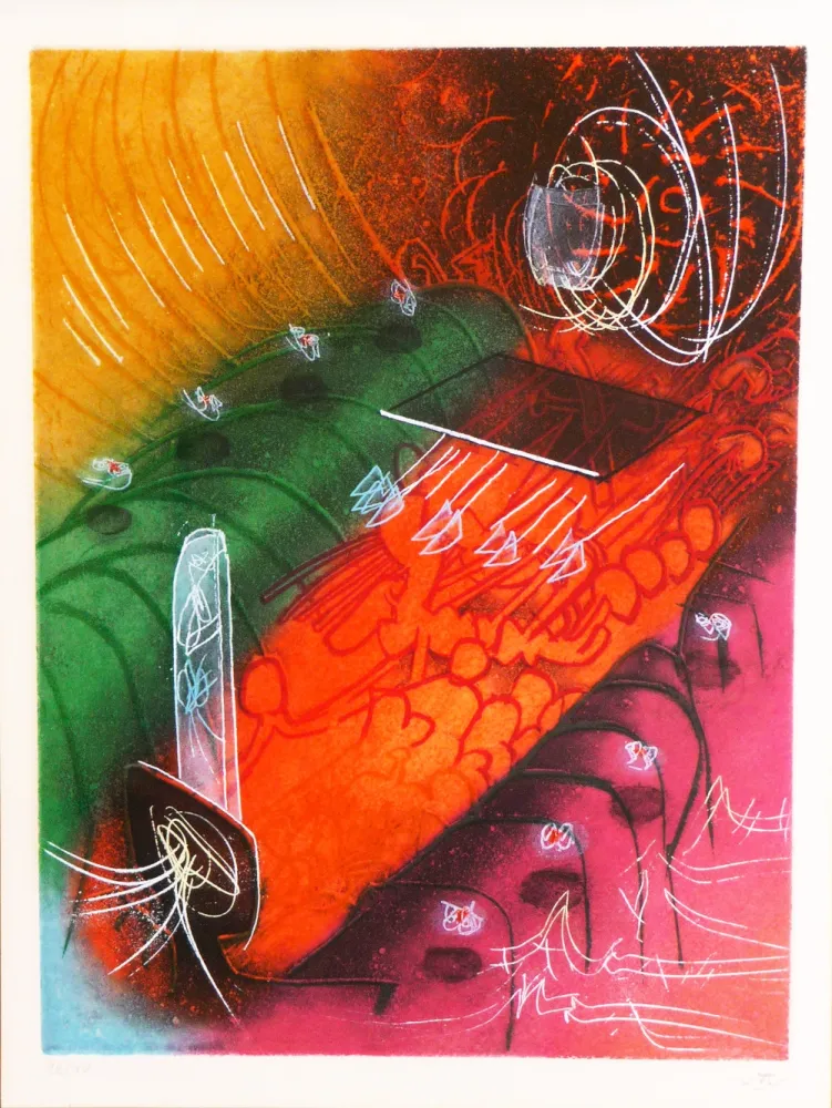 Ets En Aquatint Matta - Saison en Enfer – Attire le gai Venin