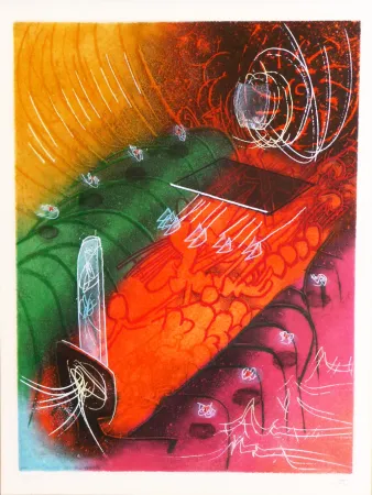 Ets En Aquatint Matta - Saison en Enfer – Attire le gai Venin