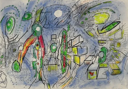 Geen Techniek Matta - Sans Titre Drawing on Print