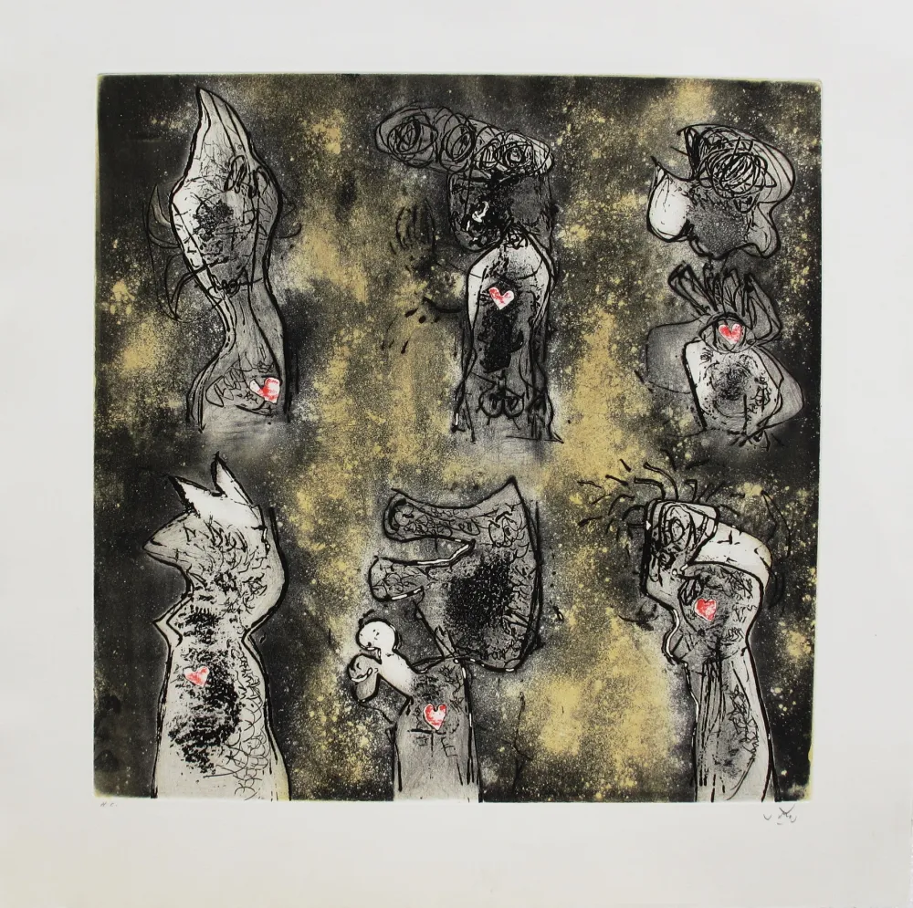 Ets En Aquatint Matta - Six personnages