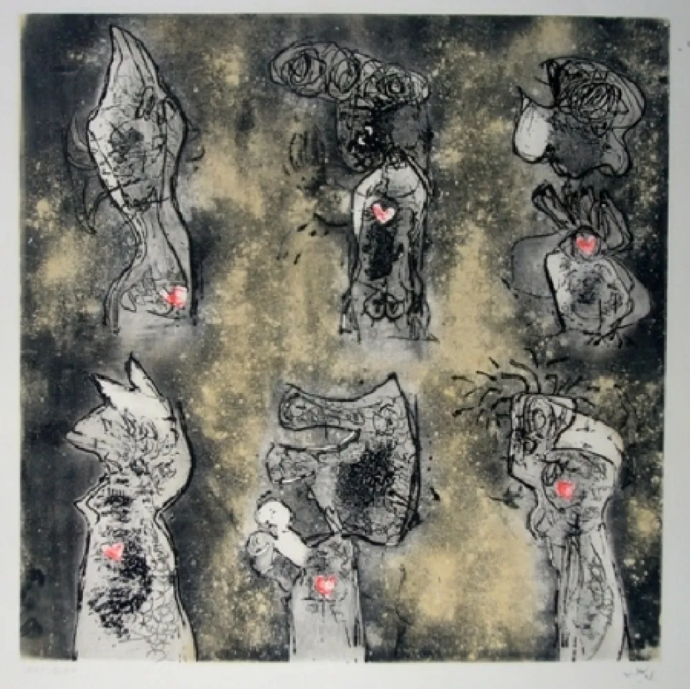 Ets En Aquatint Matta - Six personnages