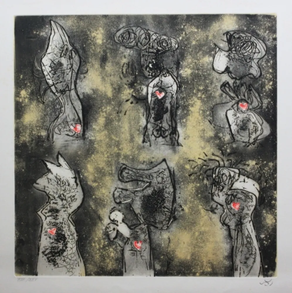 Ets En Aquatint Matta - Six personnages