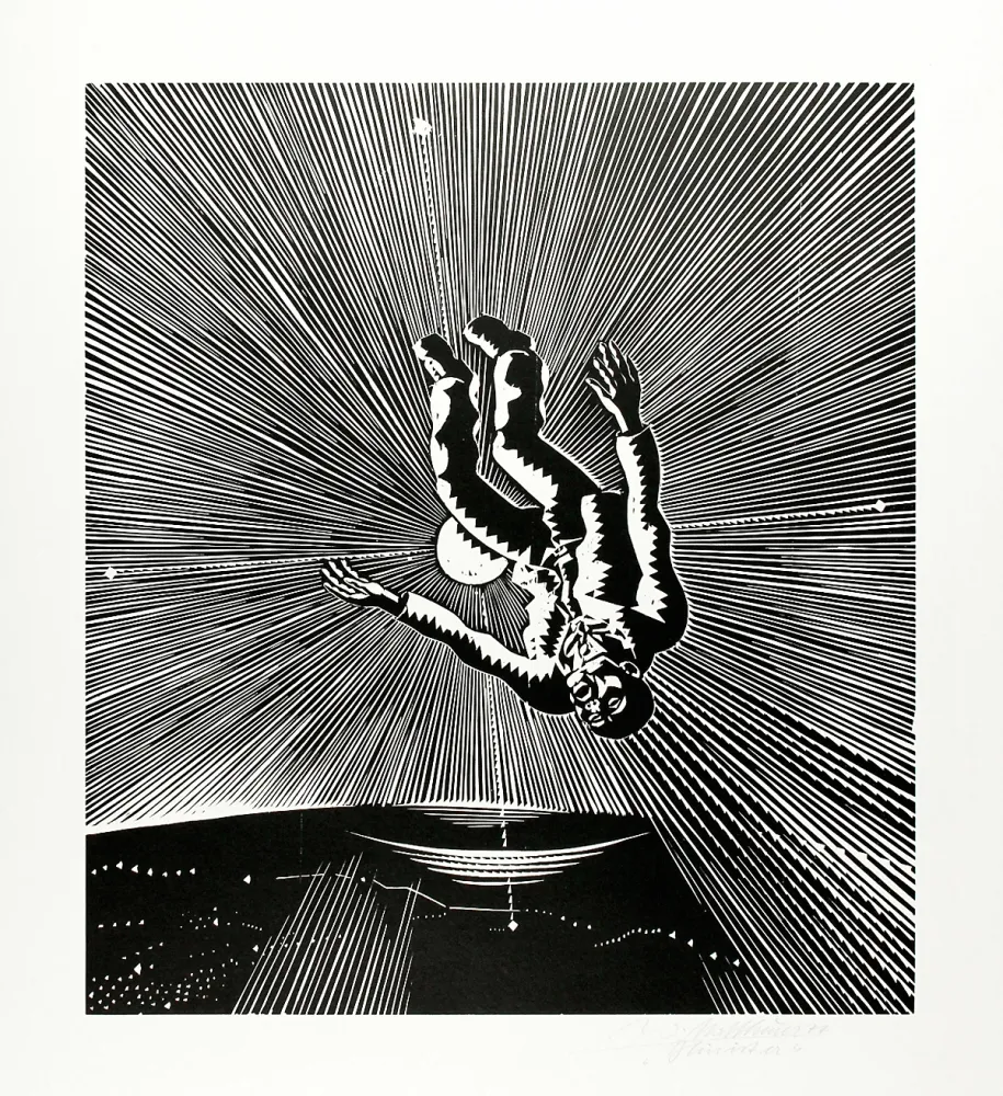 Houtsnede Mattheuer - Hin ist er (He’s gone)