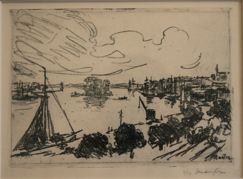 Lithografie Maufra - Vue de Port.
