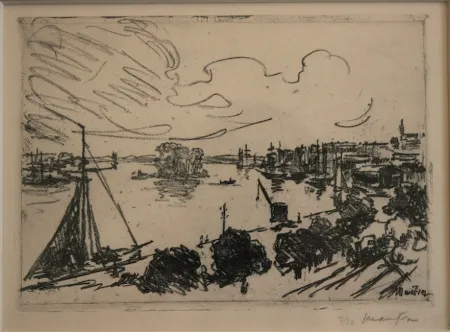 Lithografie Maufra - Vue de Port.
