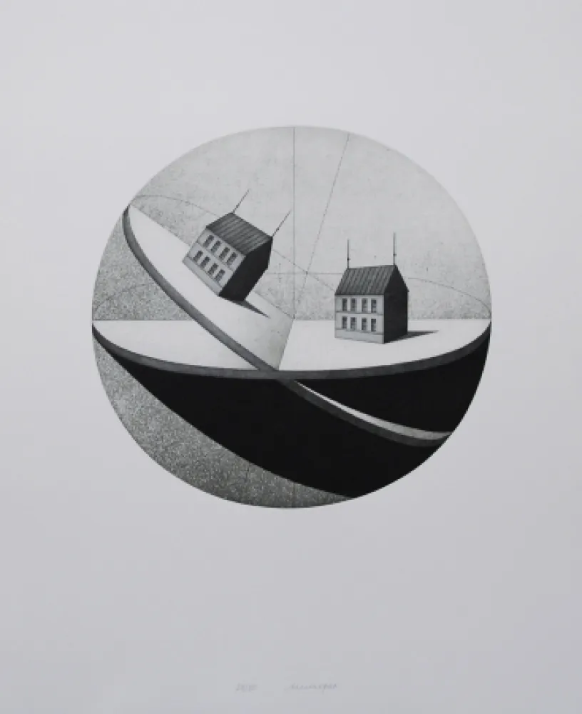 Ets En Aquatint Meckseper - Schiefe Ebene