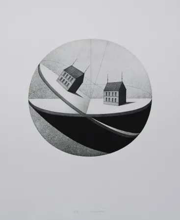 Ets En Aquatint Meckseper - Schiefe Ebene