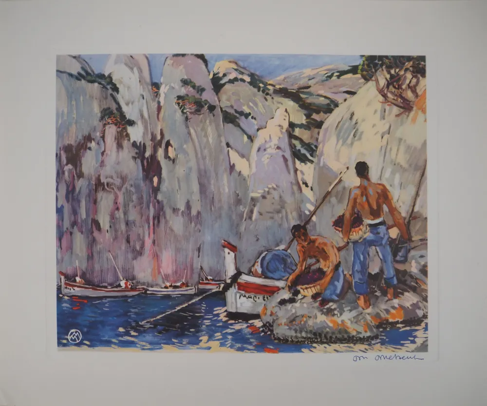 Heliogravure Méheut - La Pêche dans les Calanques