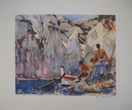 Heliogravure Méheut - La Pêche dans les Calanques