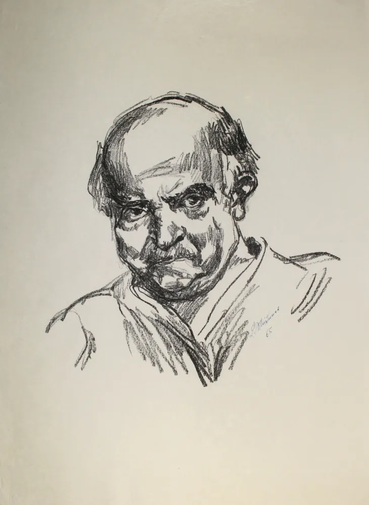 Lithografie Meidner - Selbstbildnis nach links