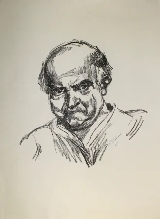 Lithografie Meidner - Selbstbildnis nach links