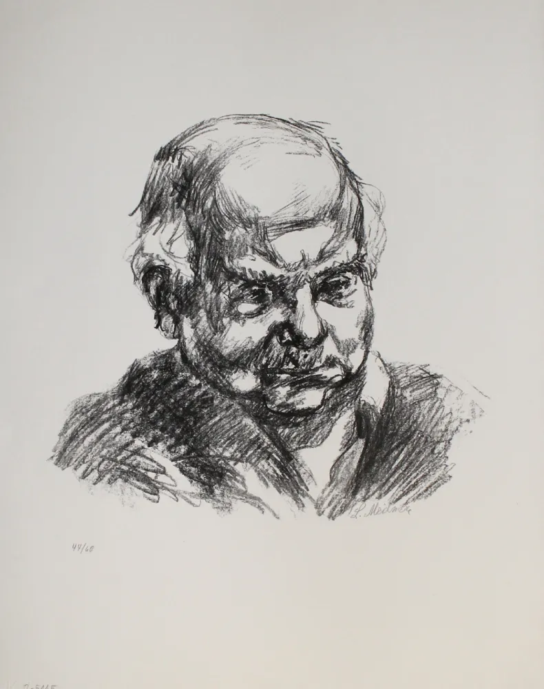 Lithografie Meidner - Selbstbildnis nach rechts
