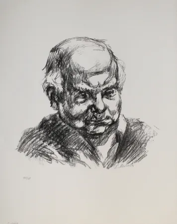 Lithografie Meidner - Selbstbildnis nach rechts