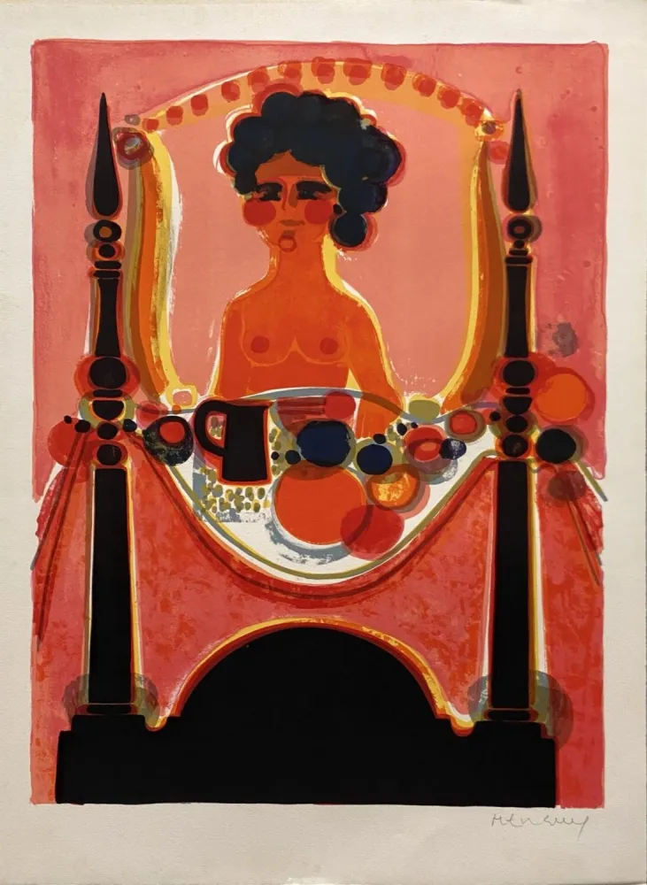 Lithografie Menguy - Le déjeuner