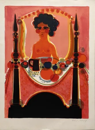 Lithografie Menguy - Le déjeuner