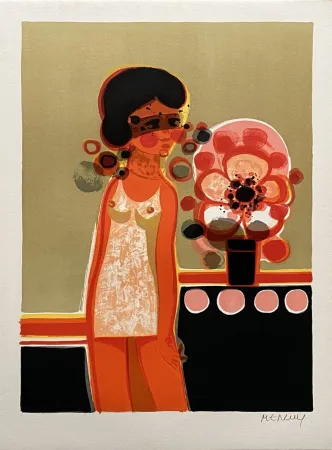 Lithografie Menguy - Pensive