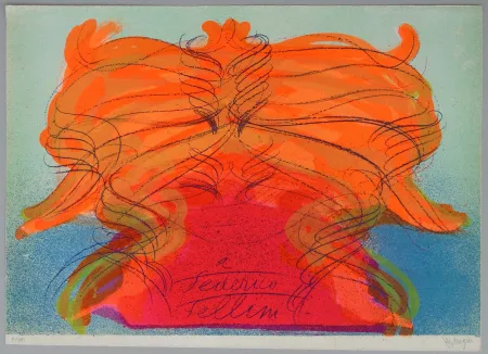 Lithografie Messagier - Hommage a Fellini