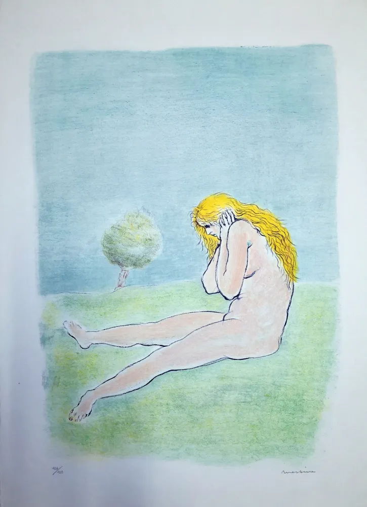 Lithografie Messina - Donna seduta