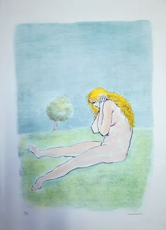 Lithografie Messina - Donna seduta