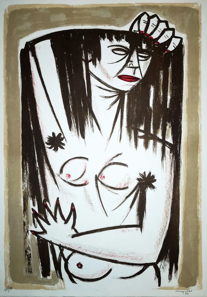Lithografie Migneco - Donna