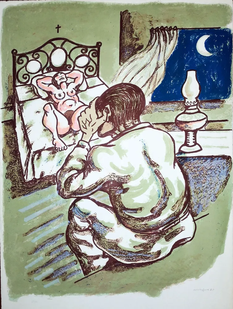 Lithografie Migneco - La notte