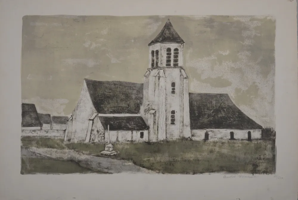 Lithografie Minaux - L'Eglise, circa 1960 - Hand-signed
