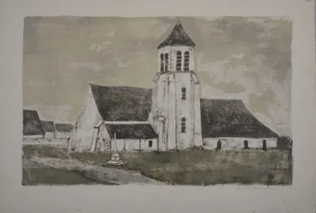 Lithografie Minaux - L'Eglise, circa 1960 - Hand-signed