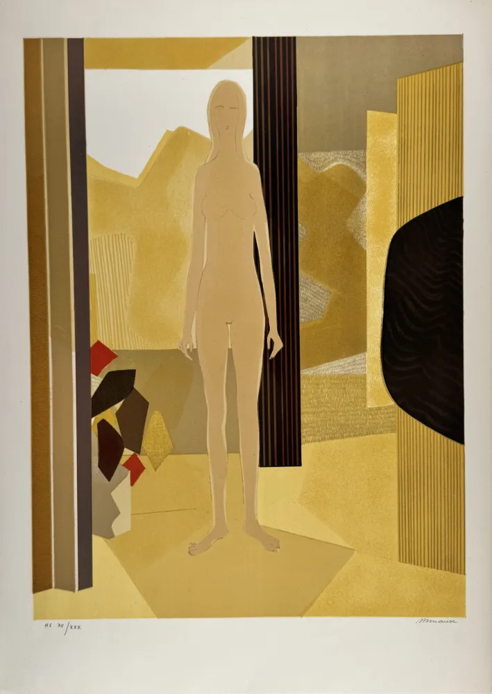 Lithografie Minaux - Nu dans l'atelier