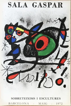 Lithografie Miró - Affiche pour l’ exposition “Sobreteixims i escultures”. Sala Gaspar, Barcelona.