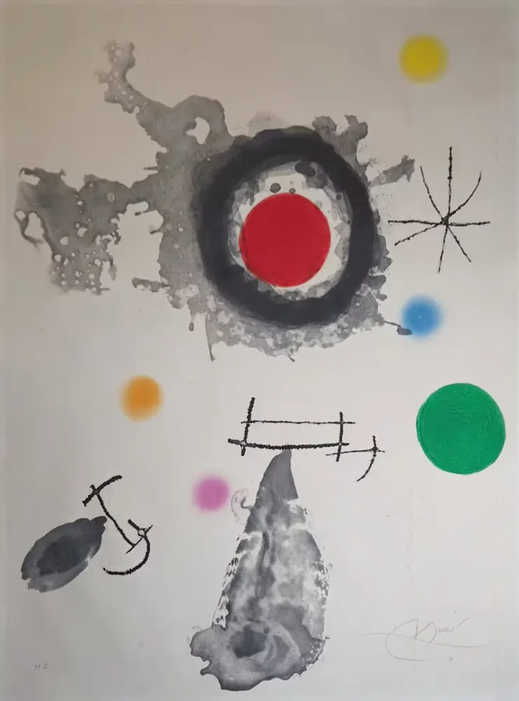 Ets En Aquatint Miró - Astre et Fumée (Star and Smoke)