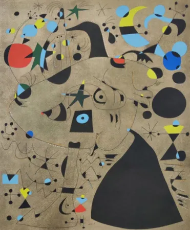 Lithografie Miró - Femme dans la nuit, Plate IX