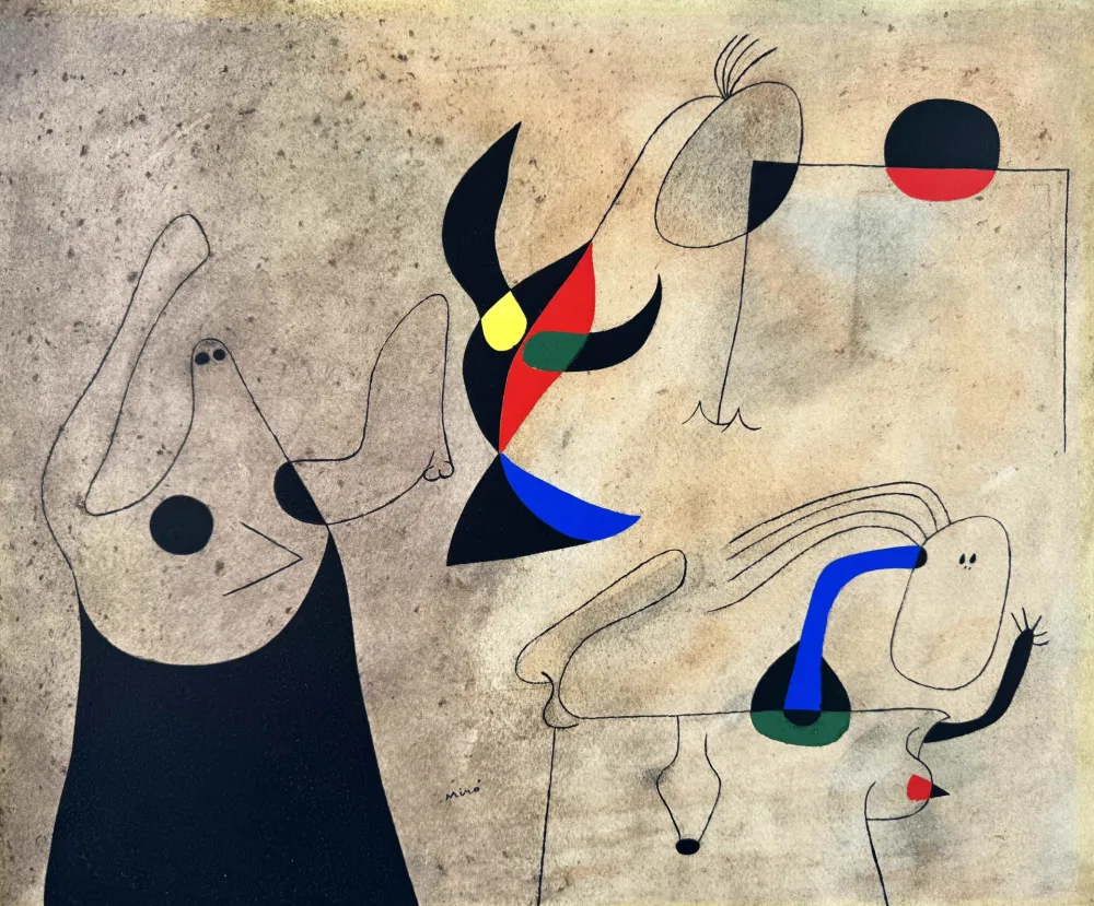 Pochoir Miró - Femmes sur la plage (Constellations) 