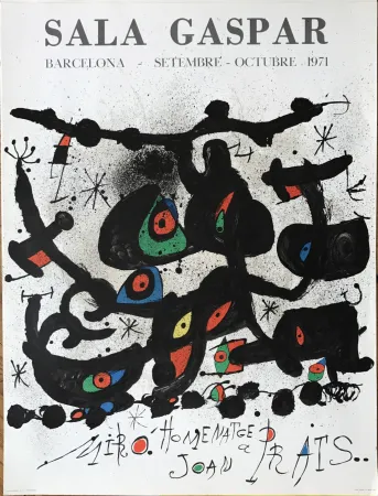 Lithografie Miró - Ffiche pour l’ exposition “Homenatge a Joan Prats”. Sala Gaspar, Barcelona.