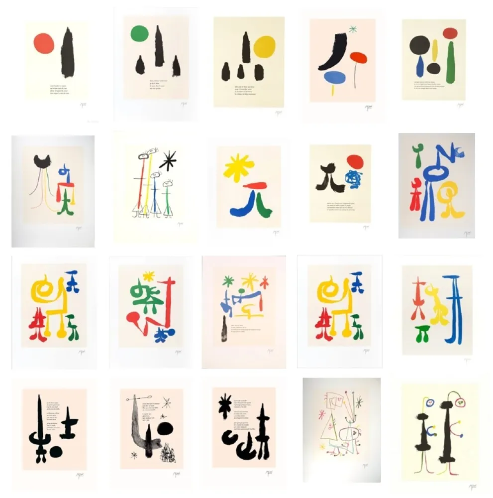 Lithografie Miró -  Full Suite of 19 Lithographs in colours and b&w, after Tzara's Parler Seul