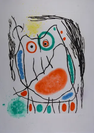 Ets En Aquatint Miró - Grand duc I 