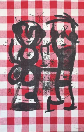 Lithografie Miró - Joan Miró (1893-1983) - Les campagnards - Colour lithograph on canvas on paper - 1969