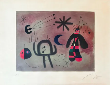 Gravure Miró - Joan Miró (1893–1983) - L'Oiseau Fusée - Coloured etching - 1952