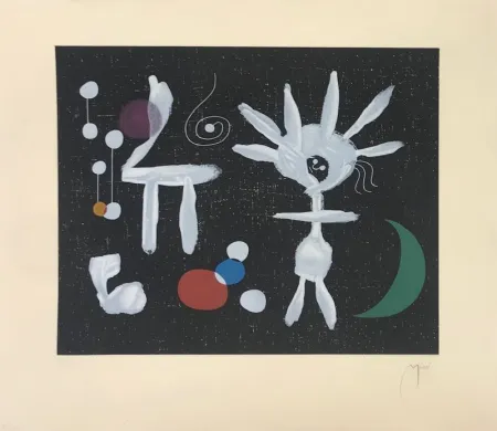Ets En Aquatint Miró - La pluie matinale au clair de lune 