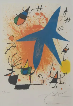 Lithografie Miró - L'Astre Bleu