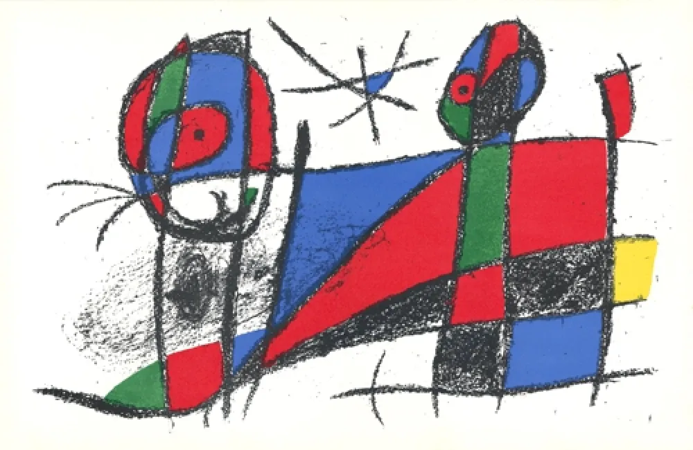Lithografie Miró - Le chat heureux / The Happy Cat