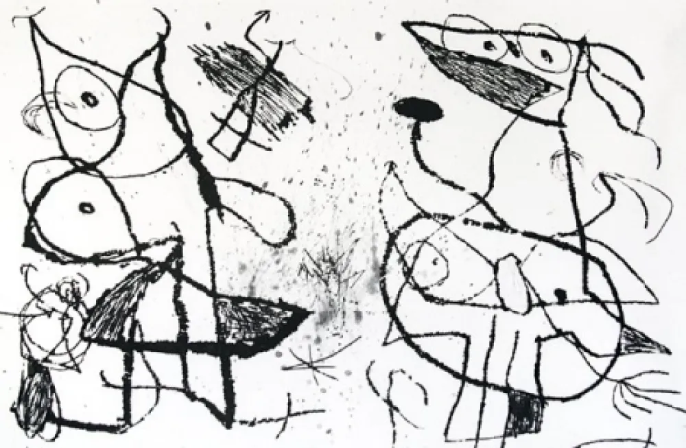 Ets En Aquatint Miró - Le Courtisan Grotesque XII