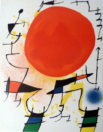 Lithografie Miró - Le Soleil Rouge