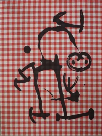 Lithografie Miró - L'Illettré aux Carreaux Rouges
