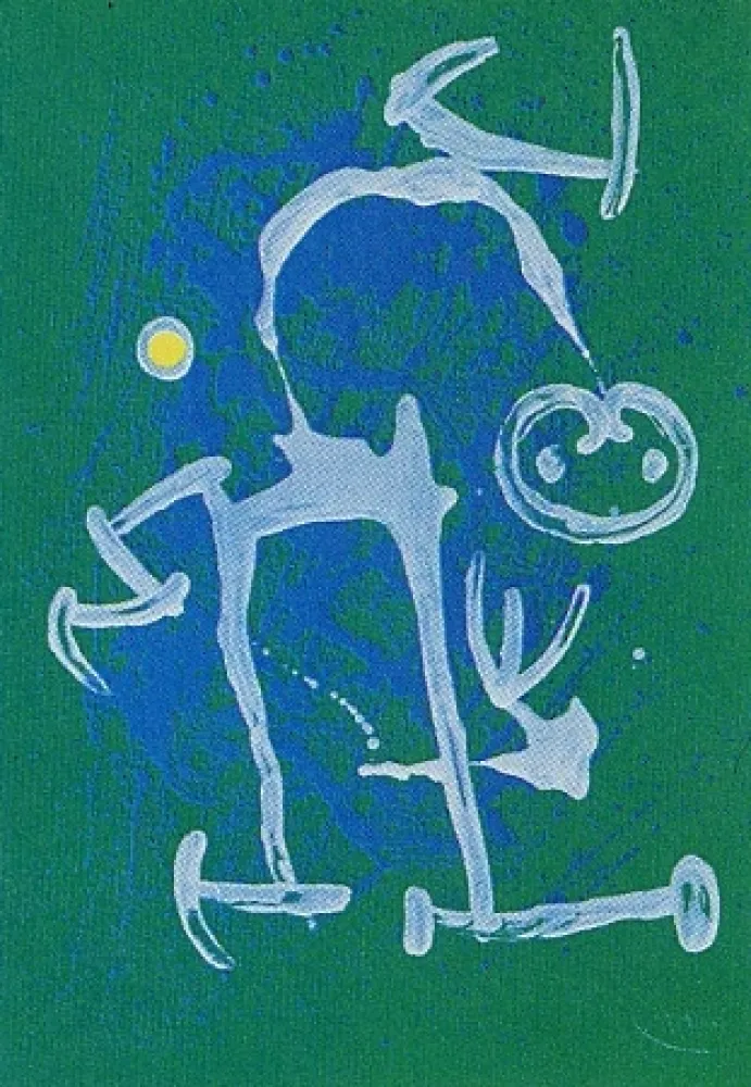 Lithografie Miró - L'Illettré bleu & blanc