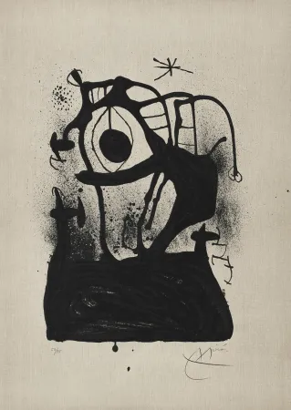Lithografie Miró - Magnétiseur sur toile (Le) 