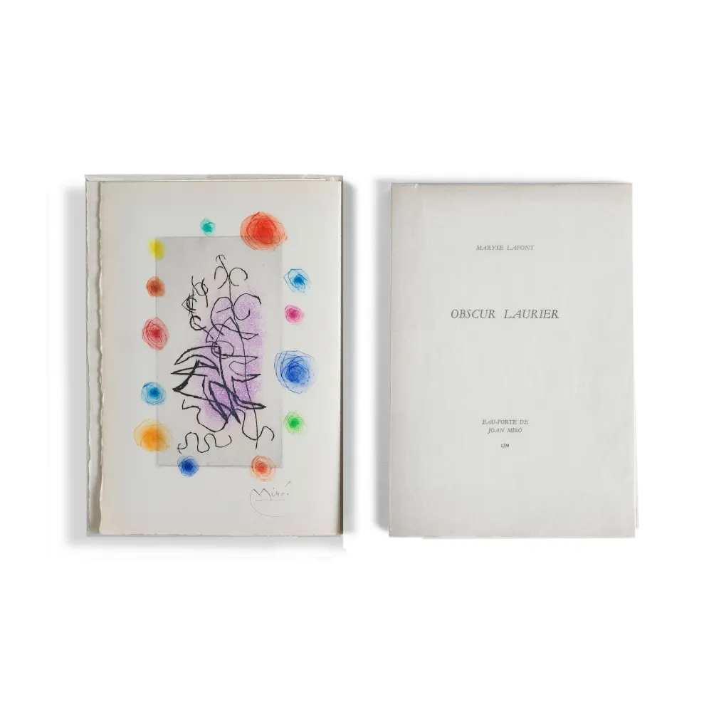 Geïllustreerd Boek Miró - Maryse Lafont. OBSCUR LAURIER. 1 eau-forte signée de Joan Miró (GLM 1962)