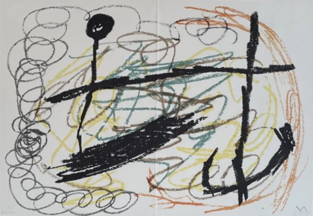 Lithografie Miró - Obra Inedita Recent (plate IX)