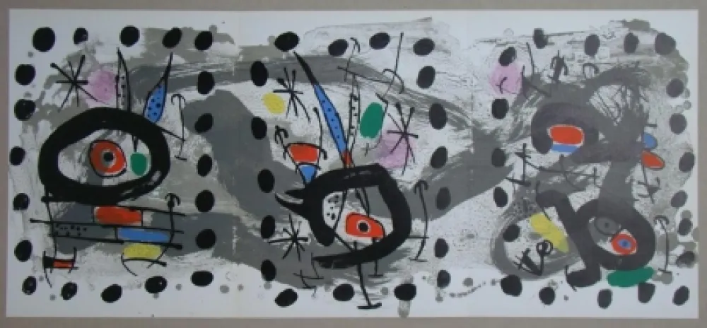 Lithografie Miró - Oiseau solaire, oiseau lunaire, étincelles
