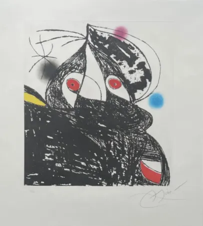 Ets En Aquatint Miró - Personnage Romantique